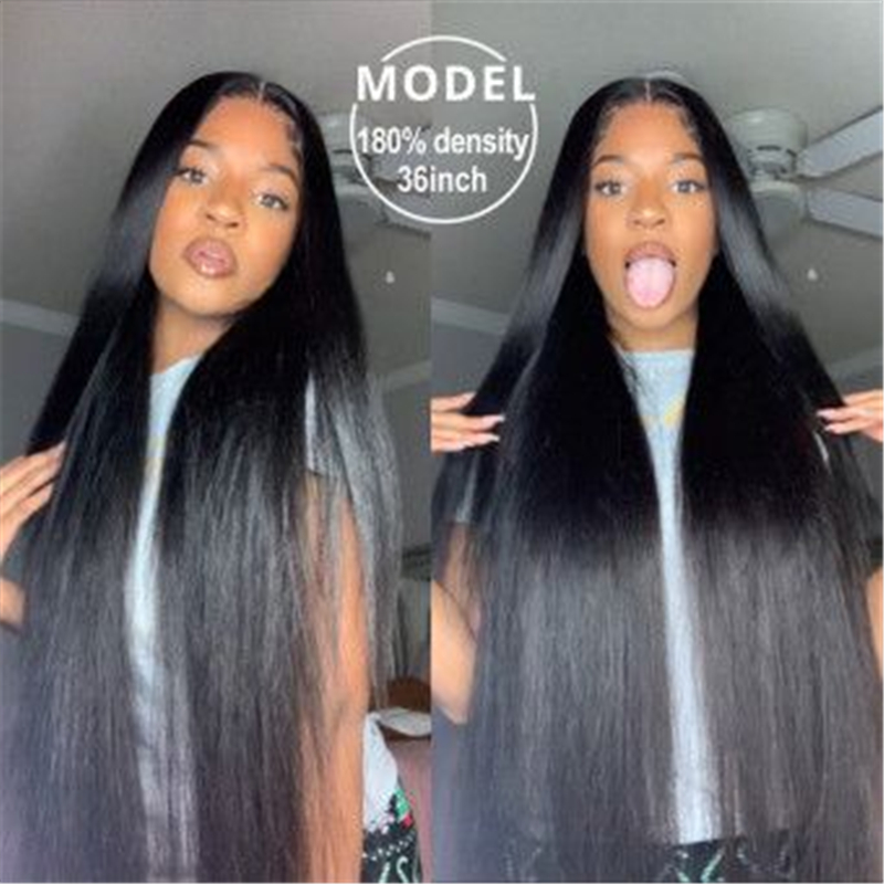 32 34 36 Inch Long Straight 13x4 Transparent Lace Full Frontal Wigs - 图片 2